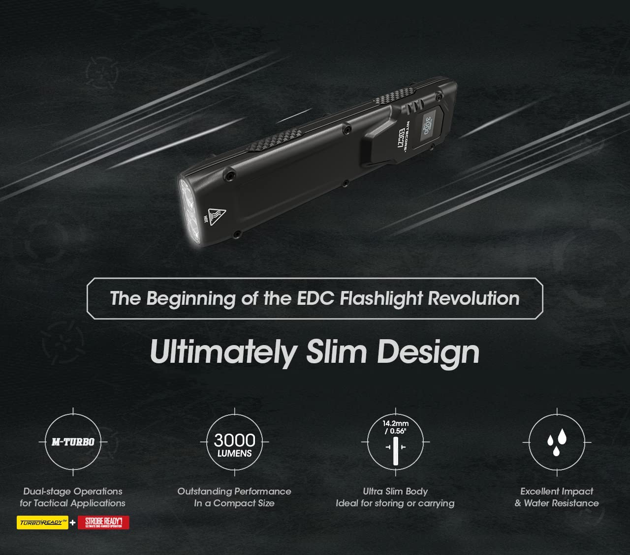 Amazon.co.jp: Nitecore EDC27 3000ルーメン フラット EDC 懐中電灯